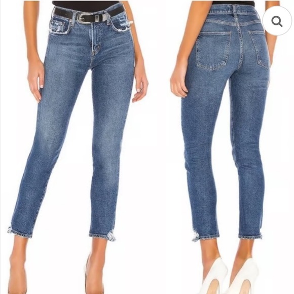Agolde Toni Slim straight jeans in Stratosphere wash chewed hem - Picture 1 of 13